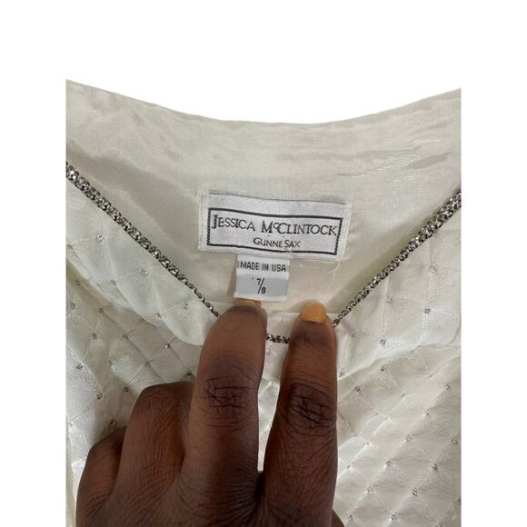 Vintage Gunner Sax Jeweled Mermaid Wedding Dress with Train Size 7/8 - Picture 3 of 13